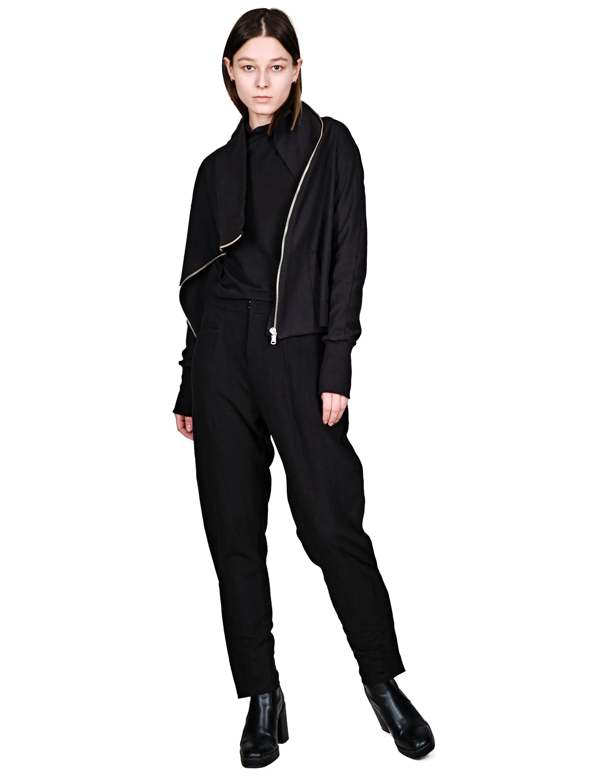 Asymmetrical Zip Cotton Hoodie