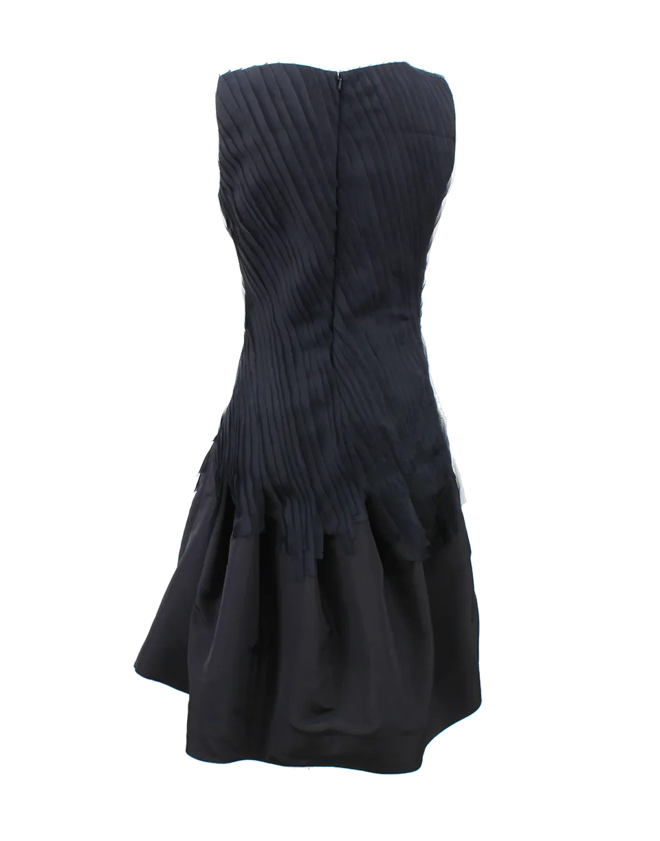 Boatneck Asymmetric Full Skirt Dress