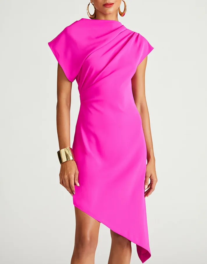 HALSTON Perri Crepe Asymmetric Dress