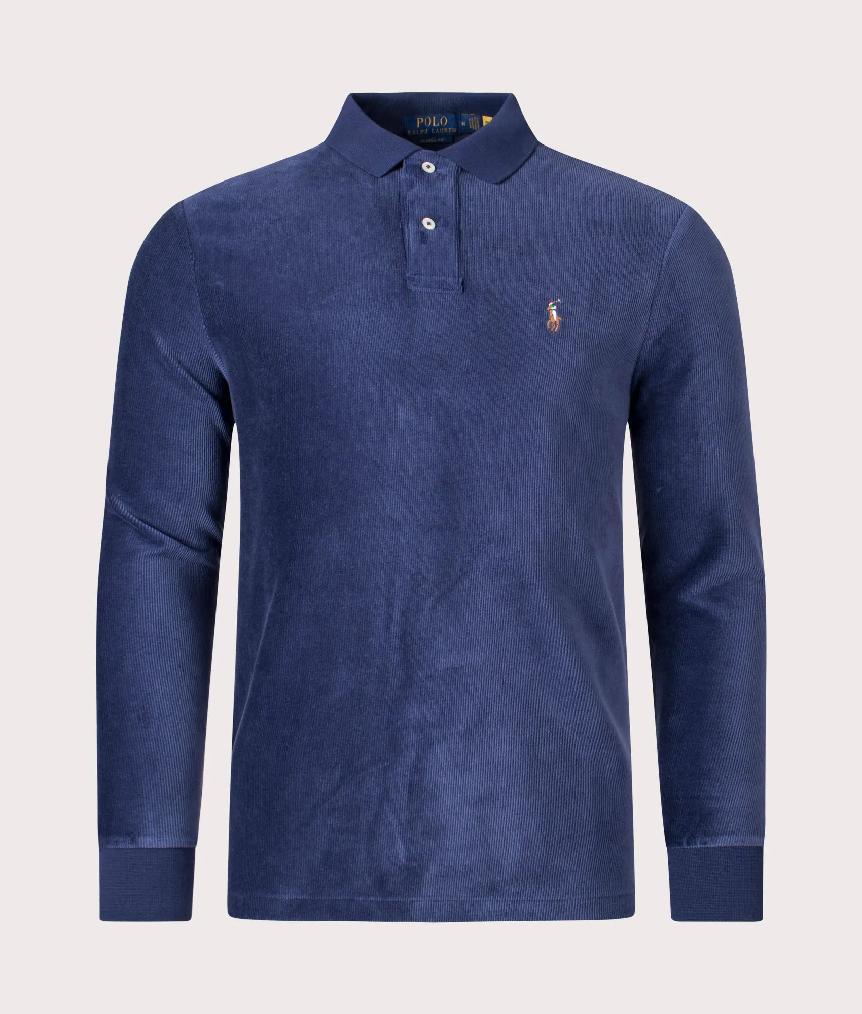 Relaxed Fit Long Sleeve Corduroy Polo Shirt